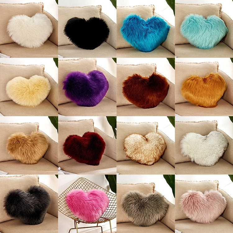 Heart-shaped faux fur cushion pillow in multiple colors