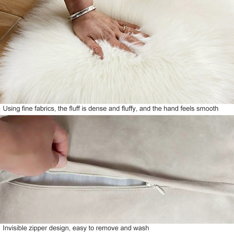 Heart-shaped faux fur cushion pillow with zipper for easy removal