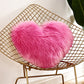 Heart-shaped faux fur cushion pillow, pink plush filling, 40x50 cm cover