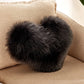 Heart-shaped faux fur cushion pillow, dark gray plush, 40x50 cm cover
