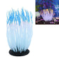 Coral tree aquarium ornament with light blue translucent strands and pale blue tips, black base