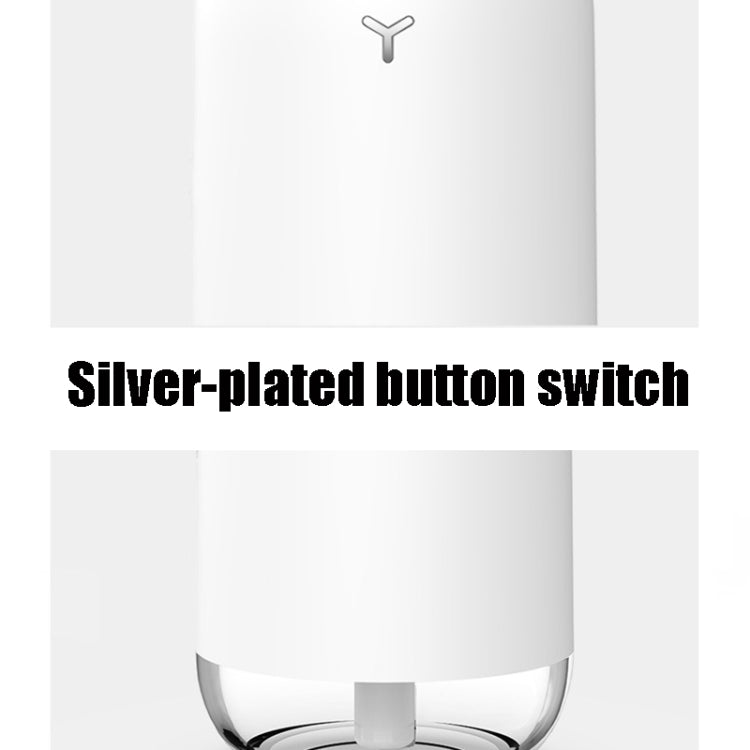 Pearl white humidifier body with silver-plated button switch on the front