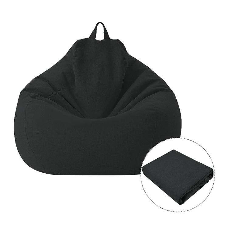 Black bean bag chair fabric cover with tall back and carrying handles