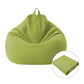 Green bean bag chair fabric cover with tall back and carrying handles