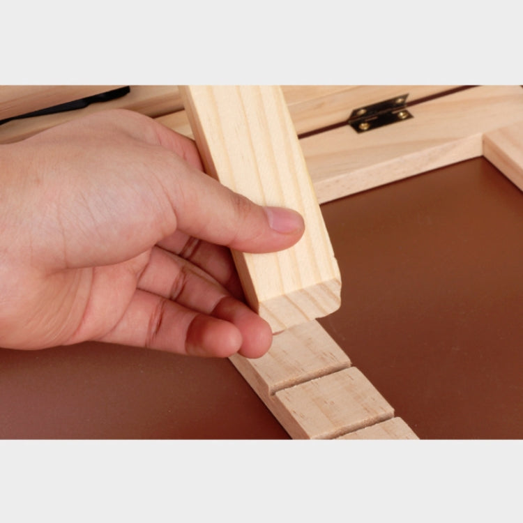 Wooden reading rack stand with adjustable angle and metal clip hardware, light wood