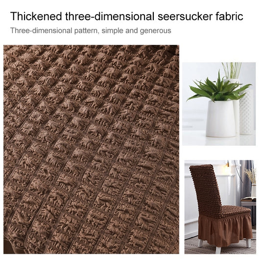 Universal chair cover fabric close-up showing thick bubble-seersucker texture