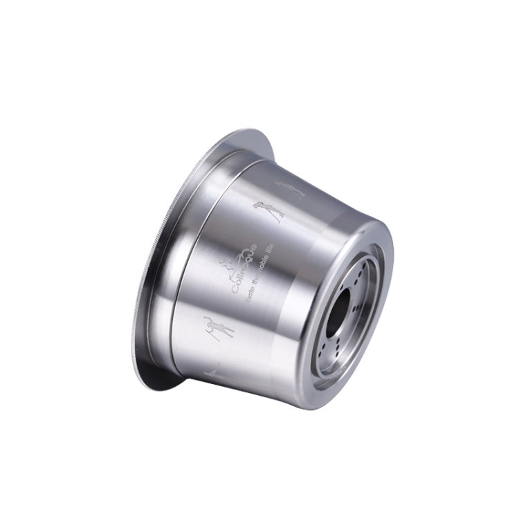 Reusable stainless steel coffee capsule cup with side opening and perforations