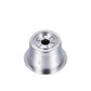 Reusable stainless steel coffee capsule filter with central black outlet and holes