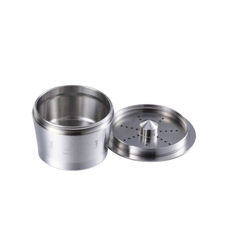 Reusable stainless steel coffee capsule set with cup and perforated lid