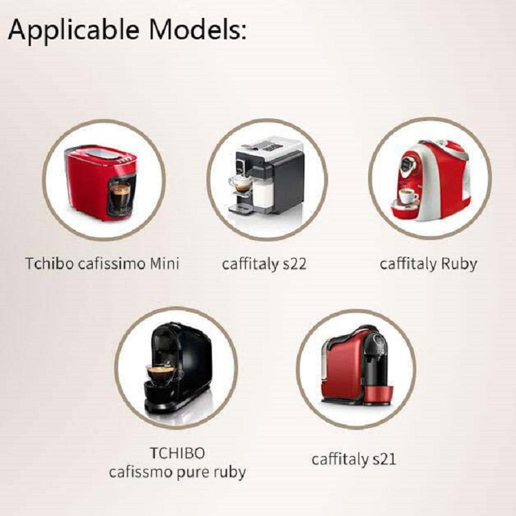 Reusable stainless steel coffee capsule with compatibility icons for coffee machines