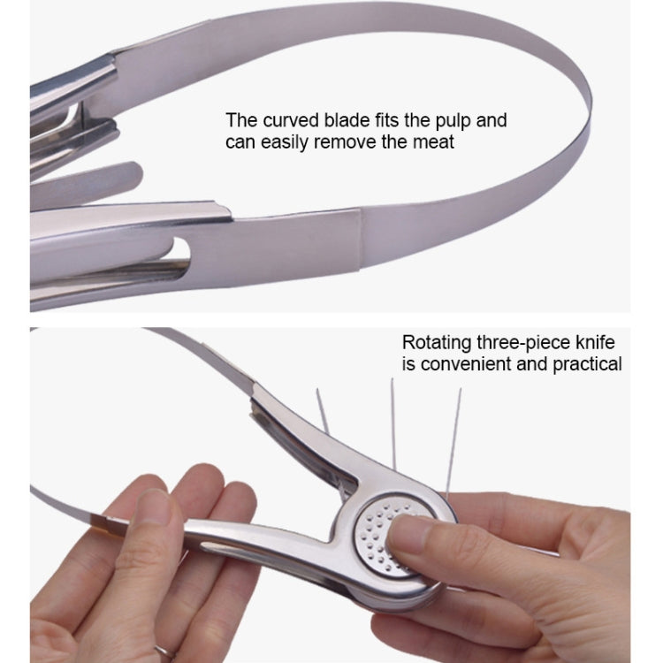 Stainless steel rotating mango corer slicer with perforated disc and curved blades