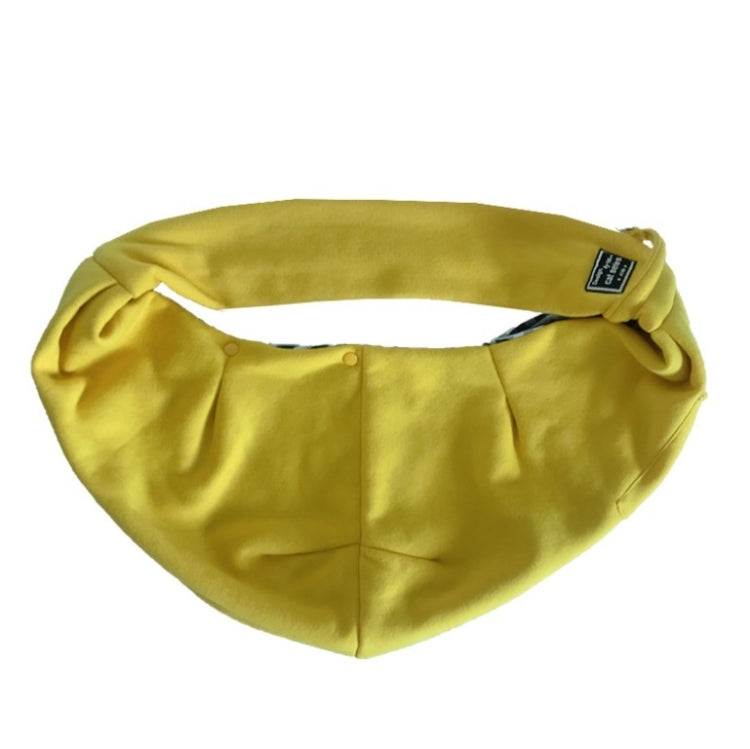 Cotton pet messenger shoulder bag in bright yellow, curved top design