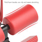 Red thick foam handle section for non-slip grip on suction-cup abdominal curler.