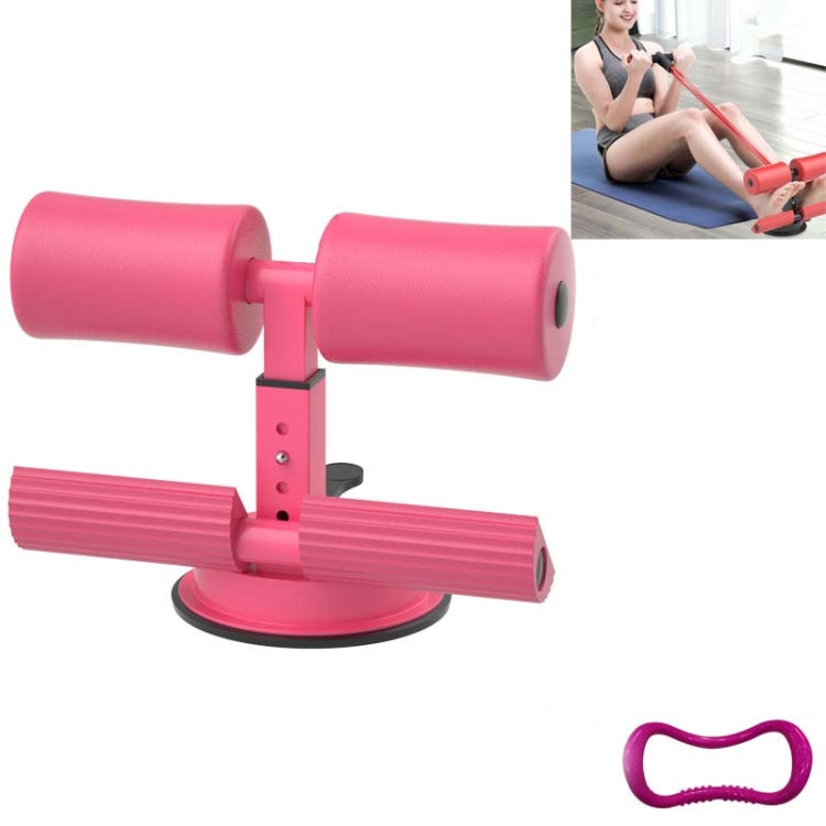 Pink abdominal curler sit-up aid with suction base and pull strap