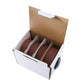 Open multi-abrasive roll pack box showing four brown emery cloth rolls
