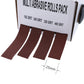 Close-up of four brown emery cloth sanding strips, 25mm width
