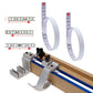 Self-adhesive steel tape measure with metric rulers and adhesive tool fixture