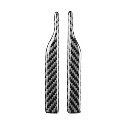 Carbon fiber rearview mirror sticker pair, black finish, curved vertical strips