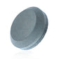 Round dark gray whetstone knife sharpener, slanted side view