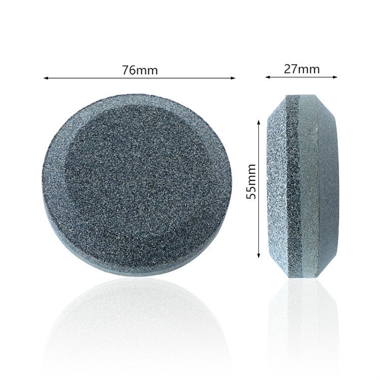 Round whetstone knife sharpener with dimensions shown: 76 mm and 55 mm