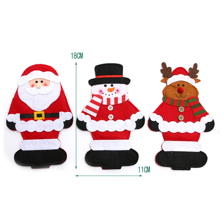 Set of 3 felt Christmas knife and fork covers: Santa, snowman, and elk
