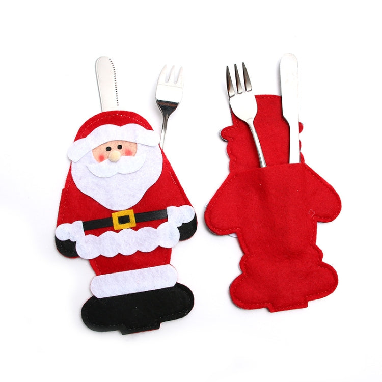 Felt Christmas knife and fork cover set: Santa and elk designs with utensils