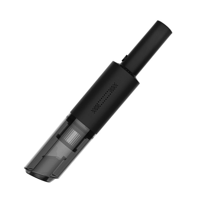 Black handheld vacuum cleaner with slim nozzle and dust container body