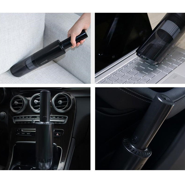 Handheld car vacuum cleaner with crevice tool and brush attachments for tight spaces