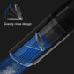 Black handheld vacuum cleaner nozzle with dust inlet and curved airflow path