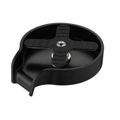 Black embedded automatic cup washer with rotating center nozzle and splash guards
