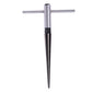 T-handle taper reamer bit standing upright with silver cross handle and pointed tip