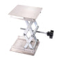 Stainless steel lab lifting platform with square plate and threaded screw height adjuster