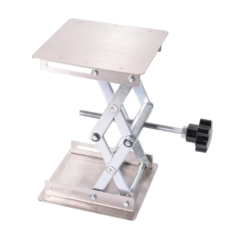 Stainless steel lab lifting platform with square plate and threaded screw height adjuster