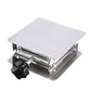 Compact stainless steel lab lifting platform with black knob and screw jack base