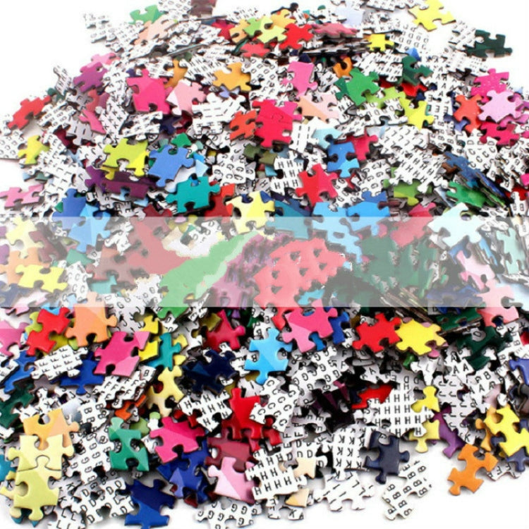 Round jigsaw puzzle pieces scattered, multicolored puzzle mix