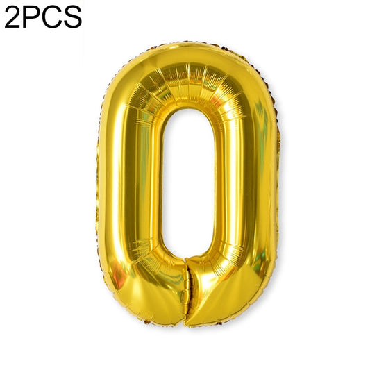 Gold foil number balloon "0", shiny metallic balloon with crimped edges