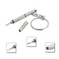Screwdriver-shaped keychain tool with key ring and spare bit pieces