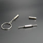 Mini keychain screwdriver parts: key ring, two silver bit tips, small cap