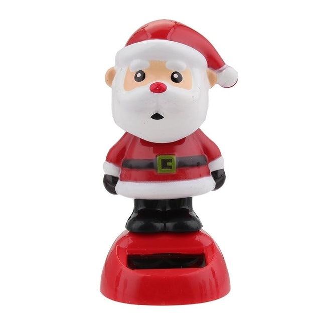 Santa Claus figurine solar decoration in red suit with belt on red base