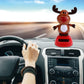 Reindeer solar dashboard decoration with brown antlers and red base