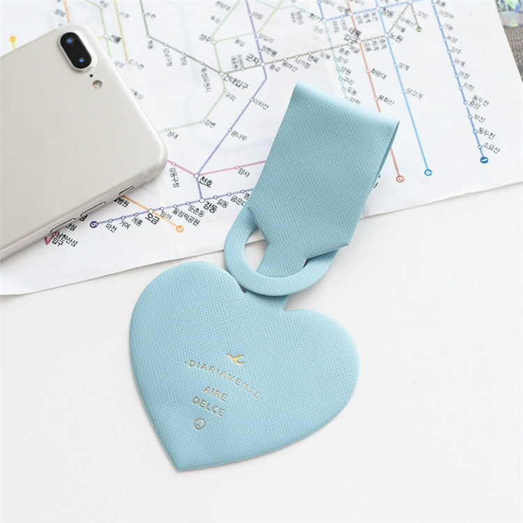 Light blue heart-shaped luggage tag with hanging loop for name card and travel pass