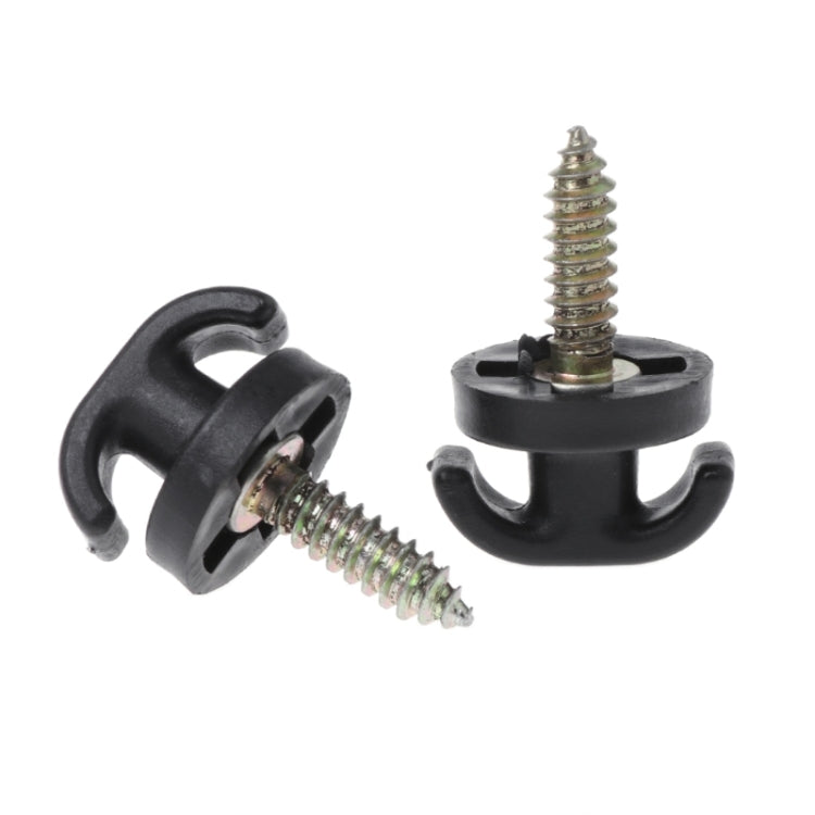 Car trunk luggage net hooks with metal screws, black plastic, flat head (2 pcs)