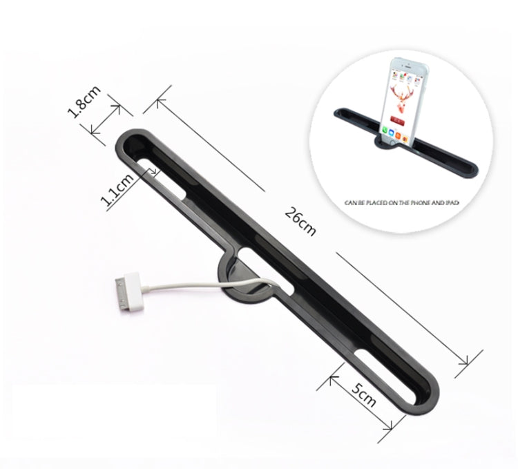 Laptop desk phone slot insert with shown dimensions and mounting bar