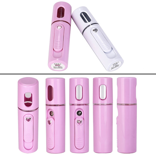 Assorted pink and purple handheld facial nano steamers set with USB charging cables