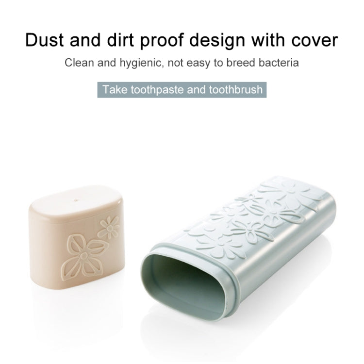 Covered travel toothbrush holder with carved flower pattern and rounded end