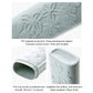 Close-up of carved flip-top toothbrush holder in light blue with floral embossing