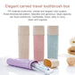 Carved travel toothbrush holder with cover, three-dimensional flower pattern