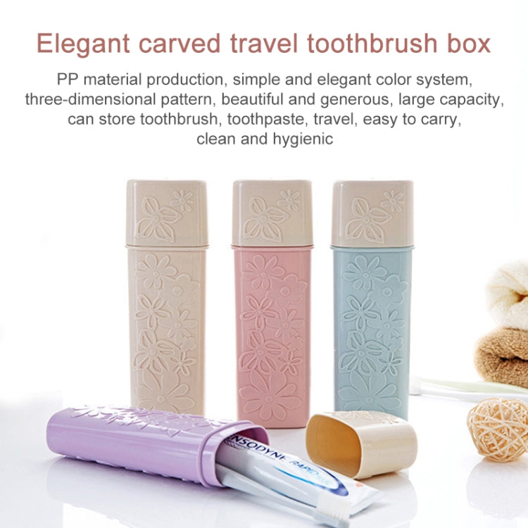 Carved travel toothbrush holder with cover, three-dimensional flower pattern