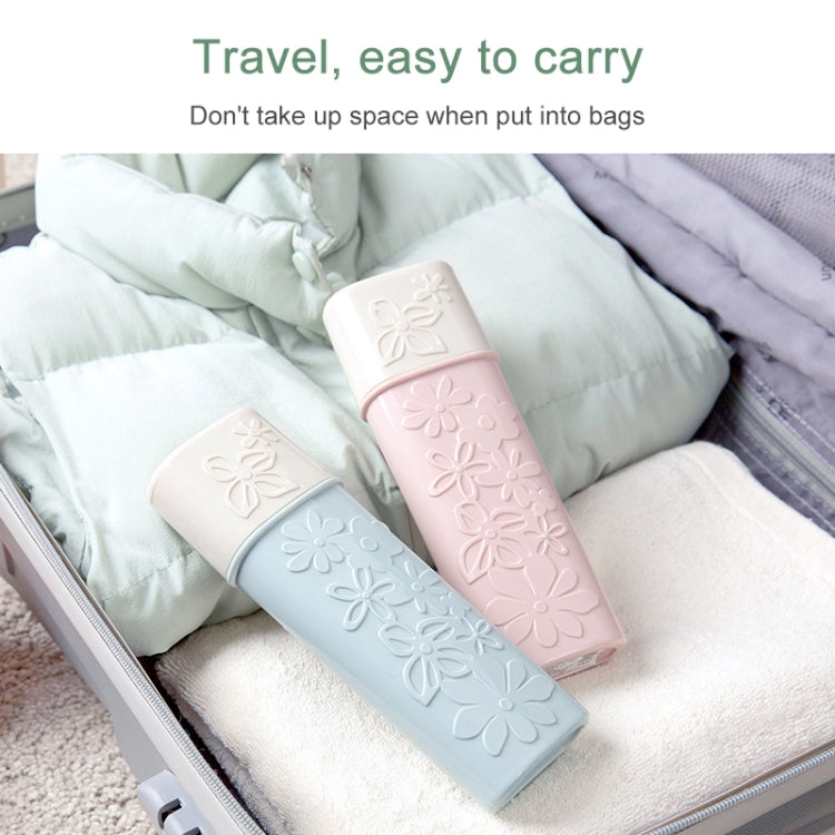 Portable toothbrush holder with flip-top cover, flower carved texture for travel