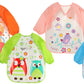 Set of 4 waterproof long-sleeve baby bib aprons with animal prints in orange, pink, green, blue